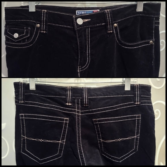 WOMENS BLACK VELVET ULTRA LOW RISE STRETCH PANTS SIZE 6 - Picture 2 of 4